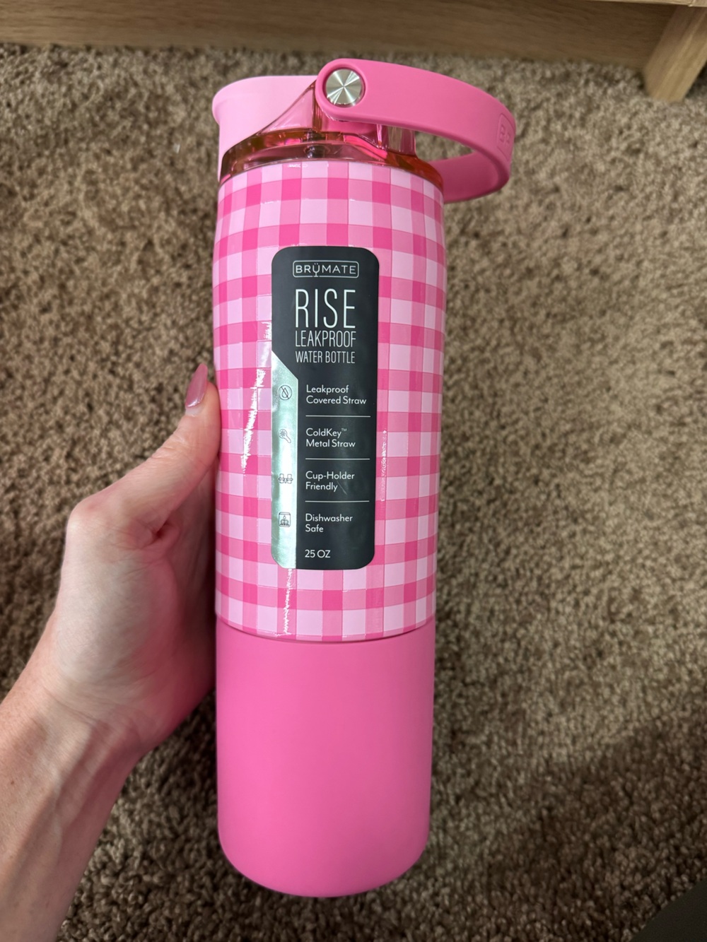 BrüMate Rise Water Bottle 25oz - Pink Gingham
